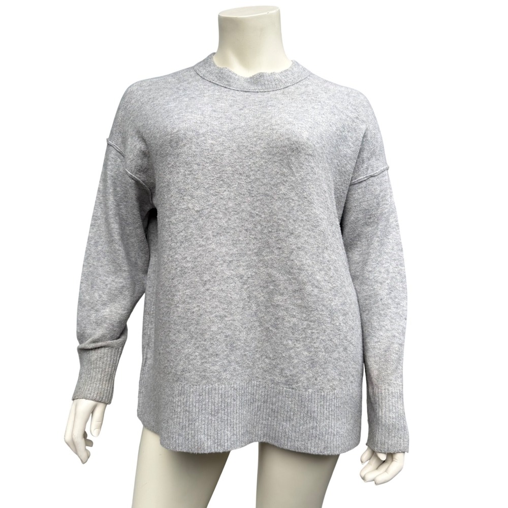 Aerie Oversized Crewneck Sweater Heather Gray Drop Shoulder‎ Cozy Minimalist M
